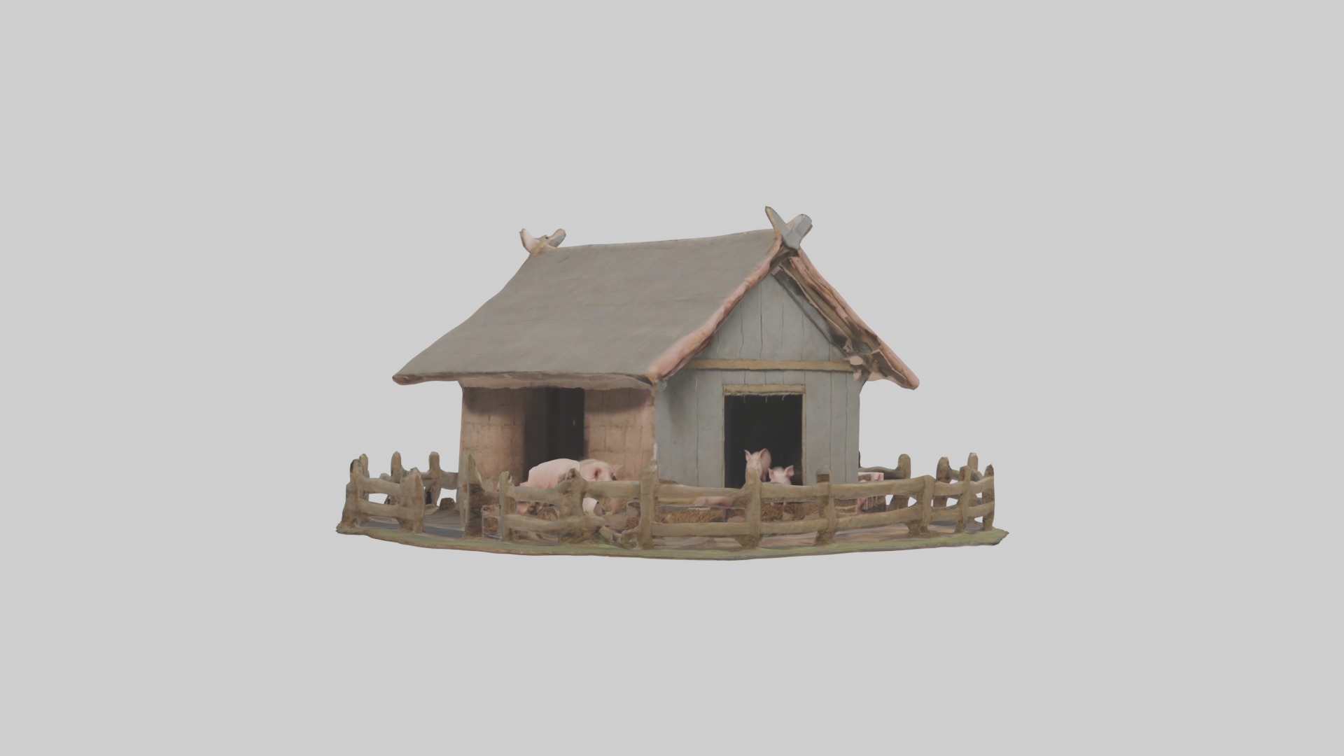 Pigsty Model Low-poly 3D model_5