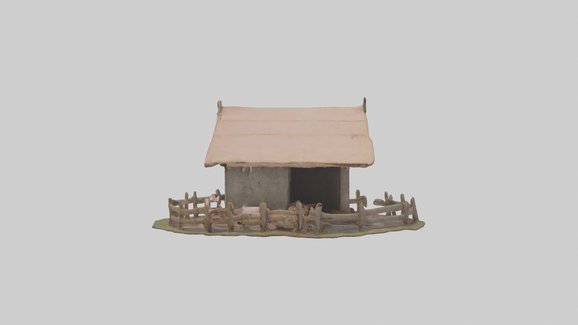 Pigsty Model Low-poly 3D model_6