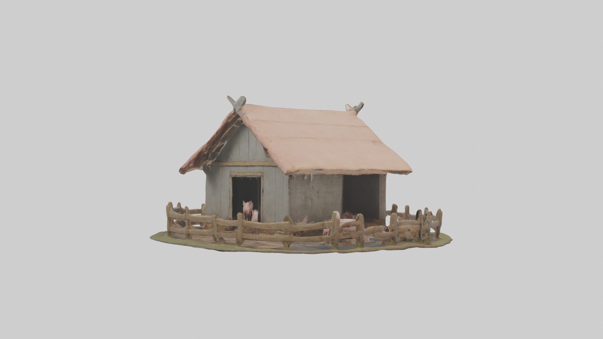 Pigsty Model Low-poly 3D model_4