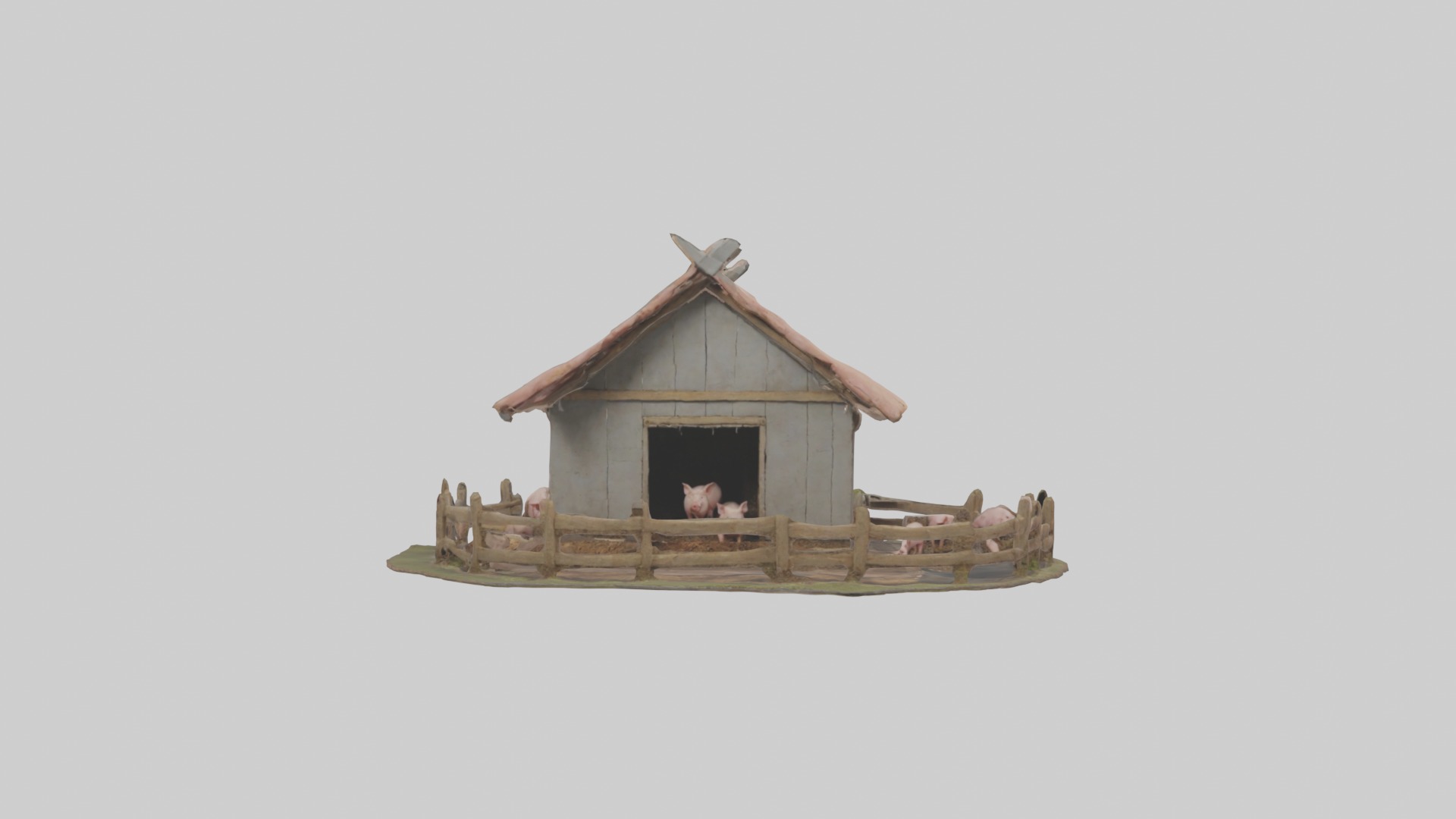 Pigsty Model Low-poly 3D model_3