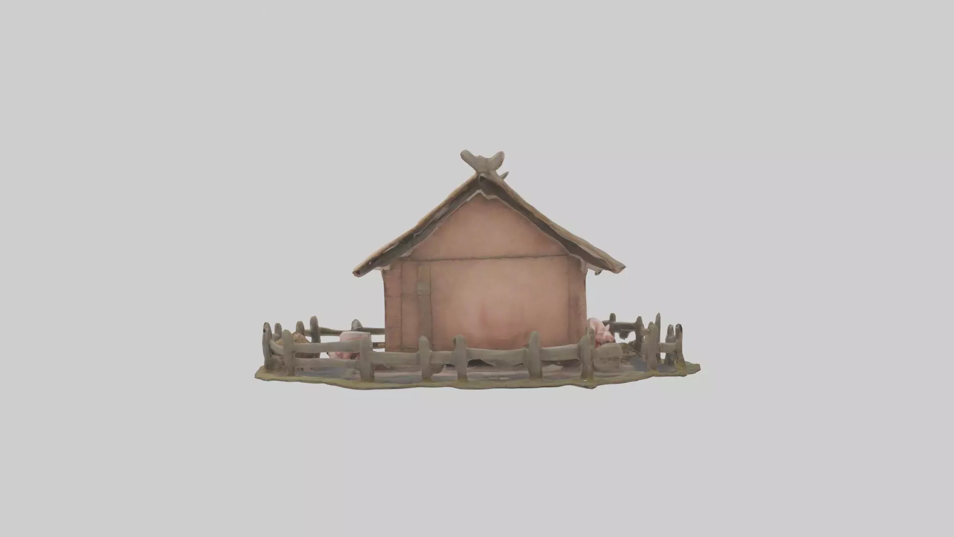 Pigsty Model Low-poly 3D model_0