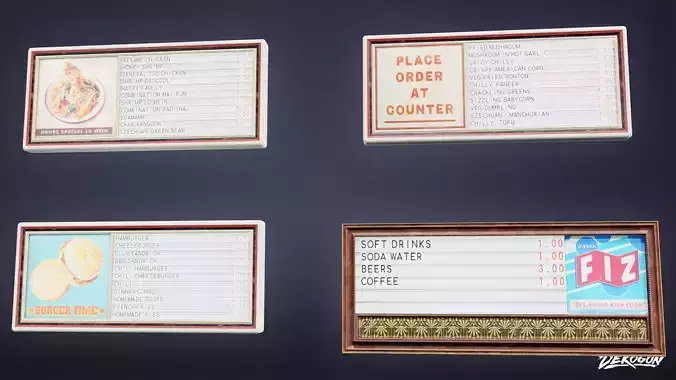 RESTAURANT - Menu Sign 01 - LOW POLY AND NANITE