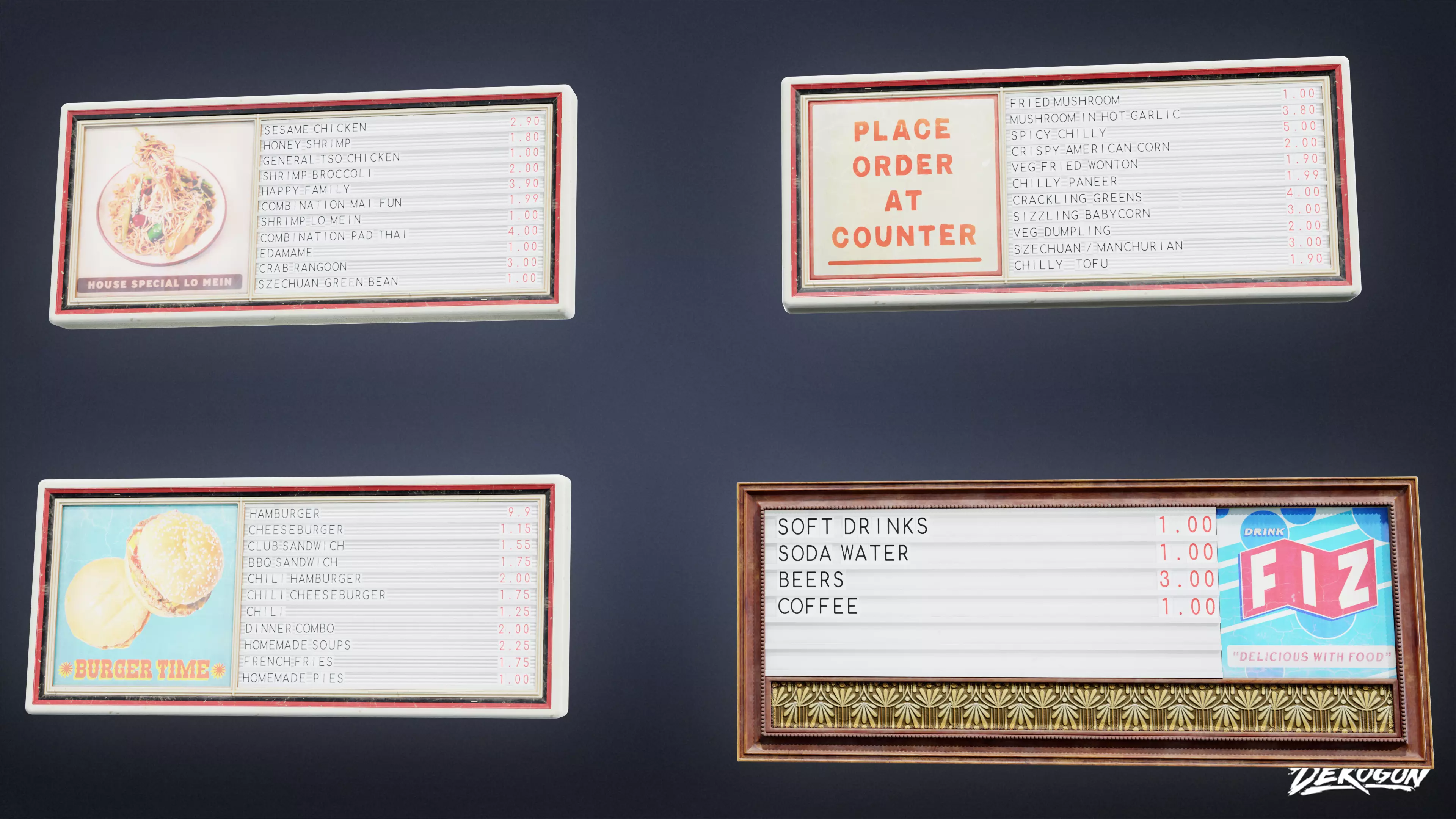 RESTAURANT - Menu Sign 01 - LOW POLY AND NANITE Low-poly 3D model