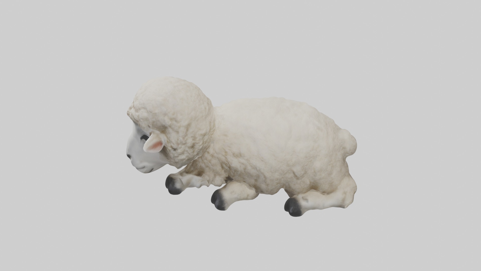 Lying Sheep Model 1 Low-poly 3D model_11