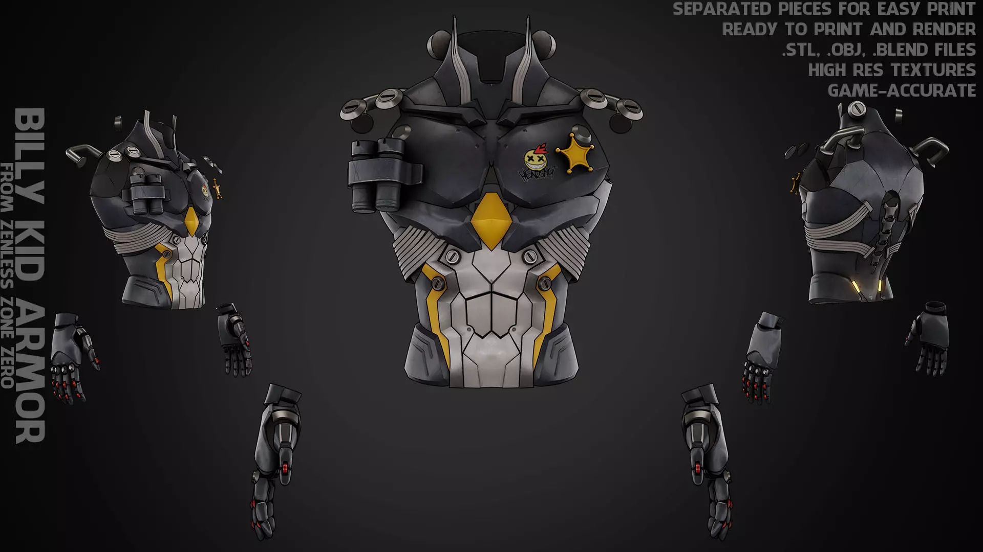 Zenless Zone Zero Billy Kid Armor for Cosplay 3D print model_0