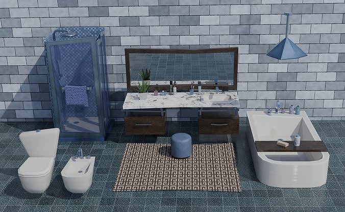 Bathroom pack Low poly Low-poly 3D model