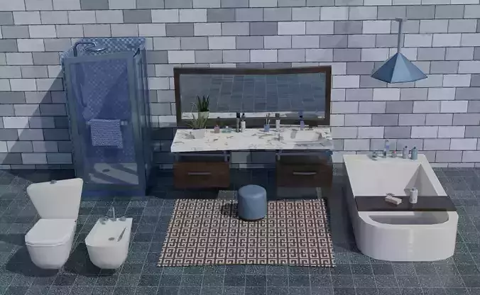 Bathroom pack Low poly