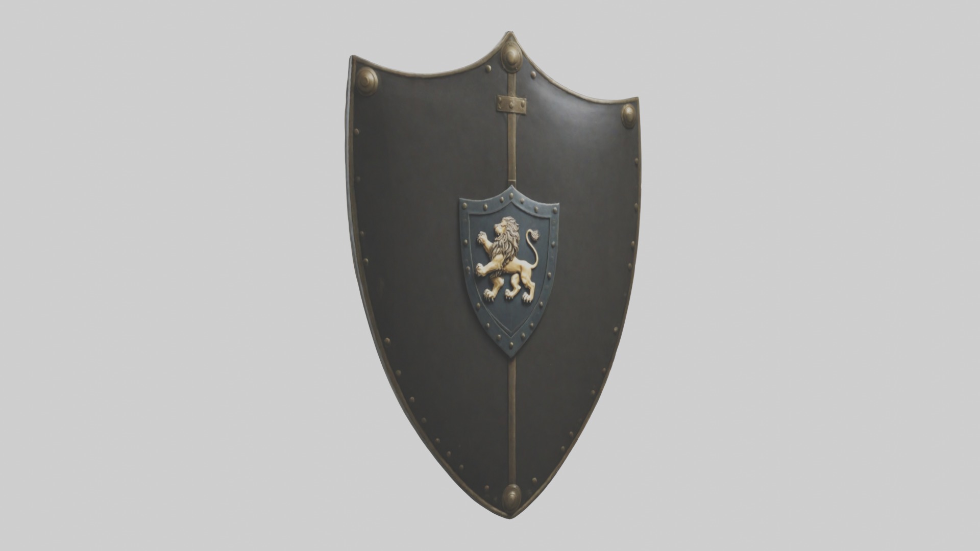 Lion Crest Shield 1 Low-poly 3D model_1