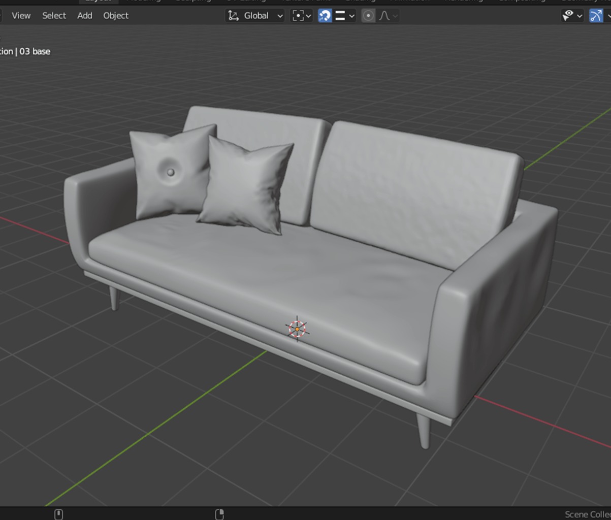 Living room sofa- AR VR 3D model_6