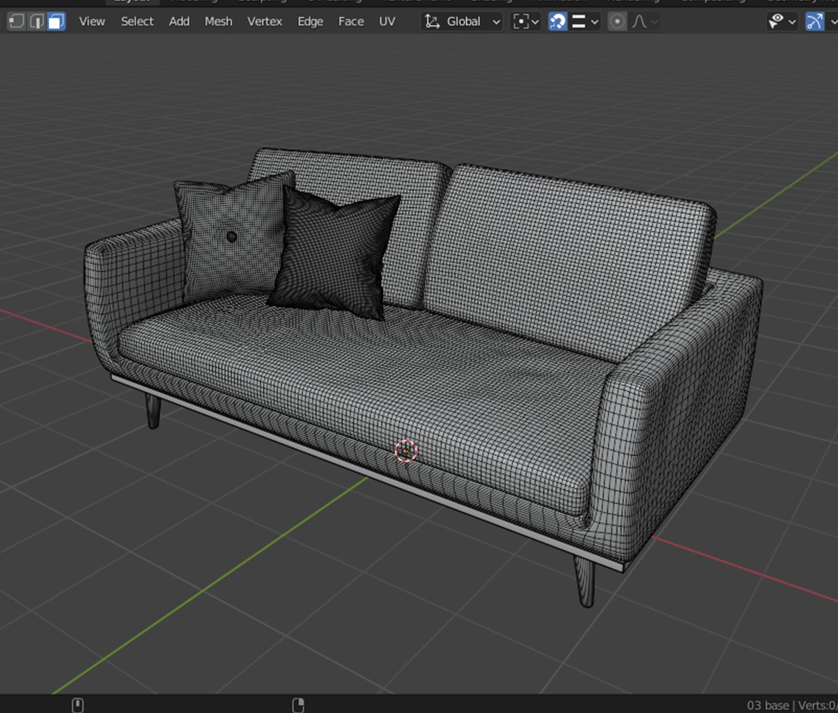 Living room sofa- AR VR 3D model_5