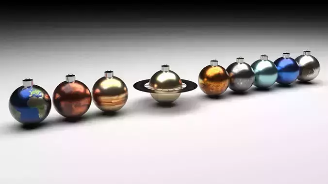 Planets Christmas Balls Set 3D model