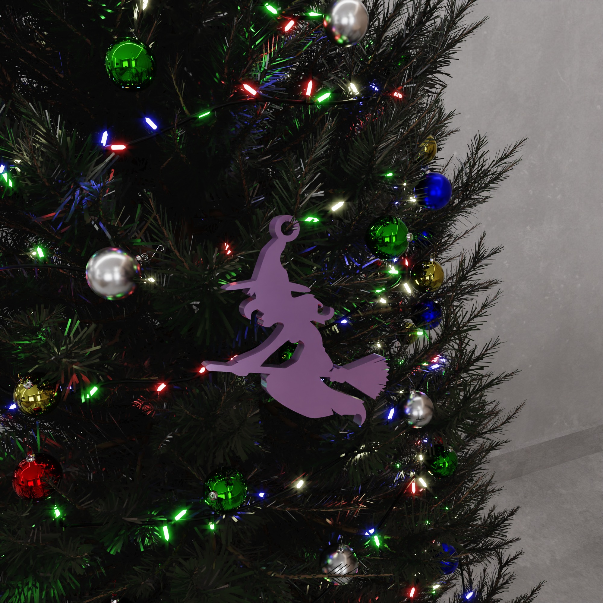 Christmas Witch Ornament STL File - 197 3D print model_10