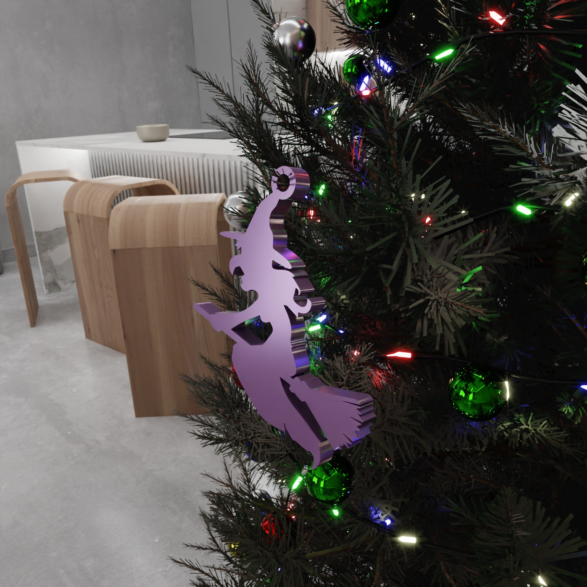 Christmas Witch Ornament STL File - 197 3D print model_12