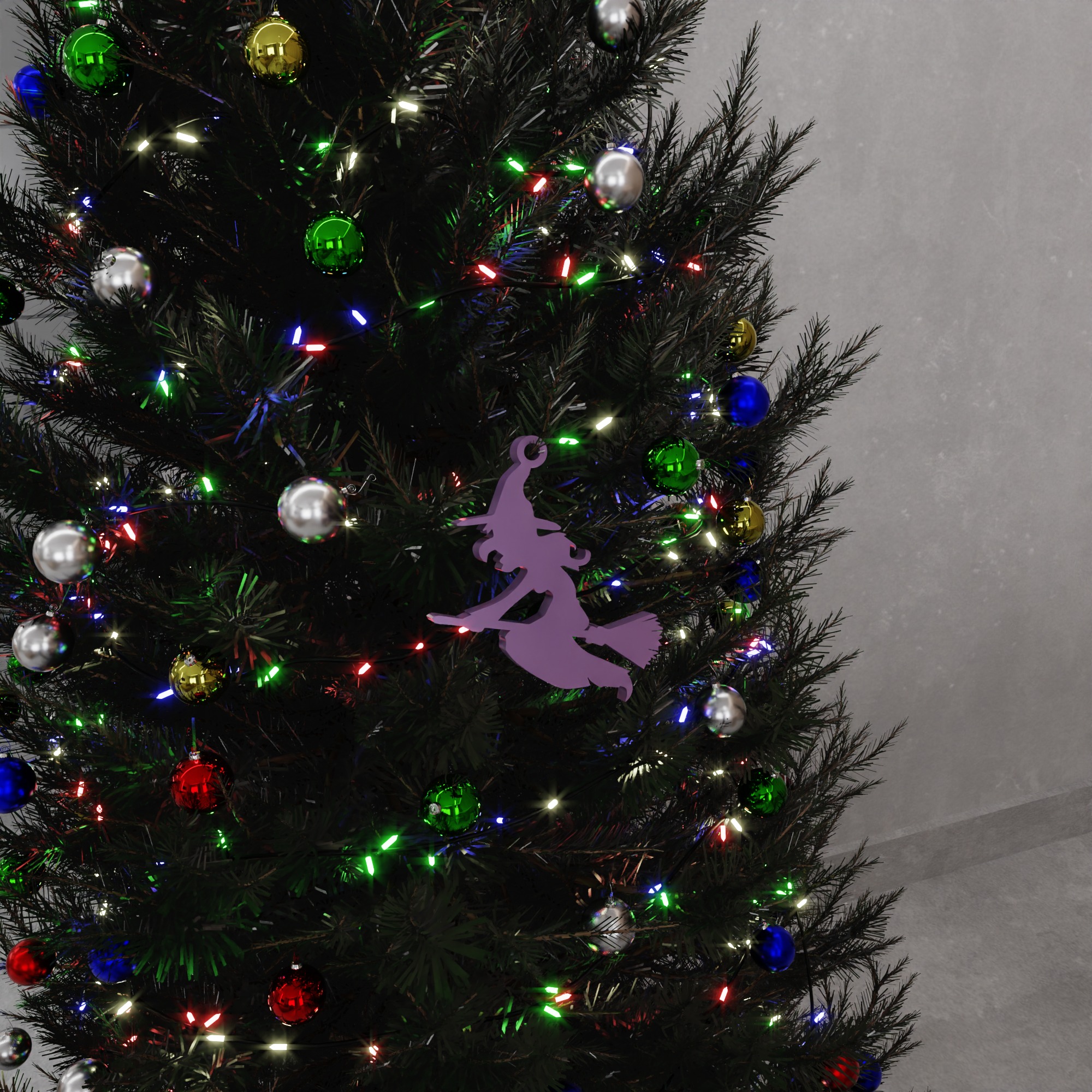 Christmas Witch Ornament STL File - 197 3D print model_8