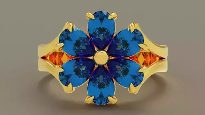 Pear shape diamond flower ring