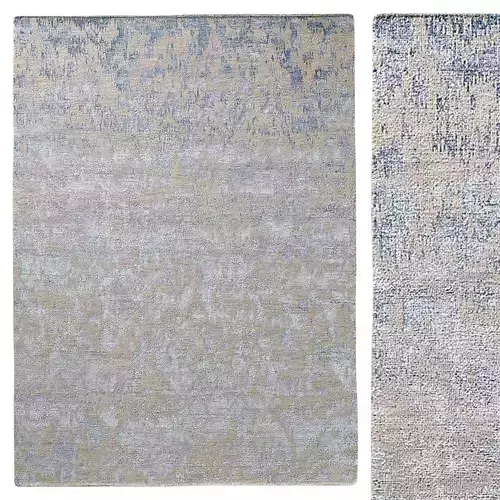 Sasha Ikat Hand-Knotted Rug Blue 3D model