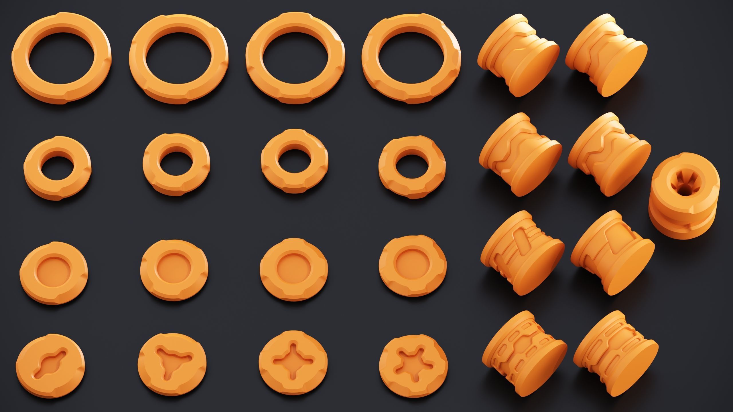 Sci-Fi Hard Surface Kitbash 338 PIECES APack Vol01 Low-poly 3D model_9