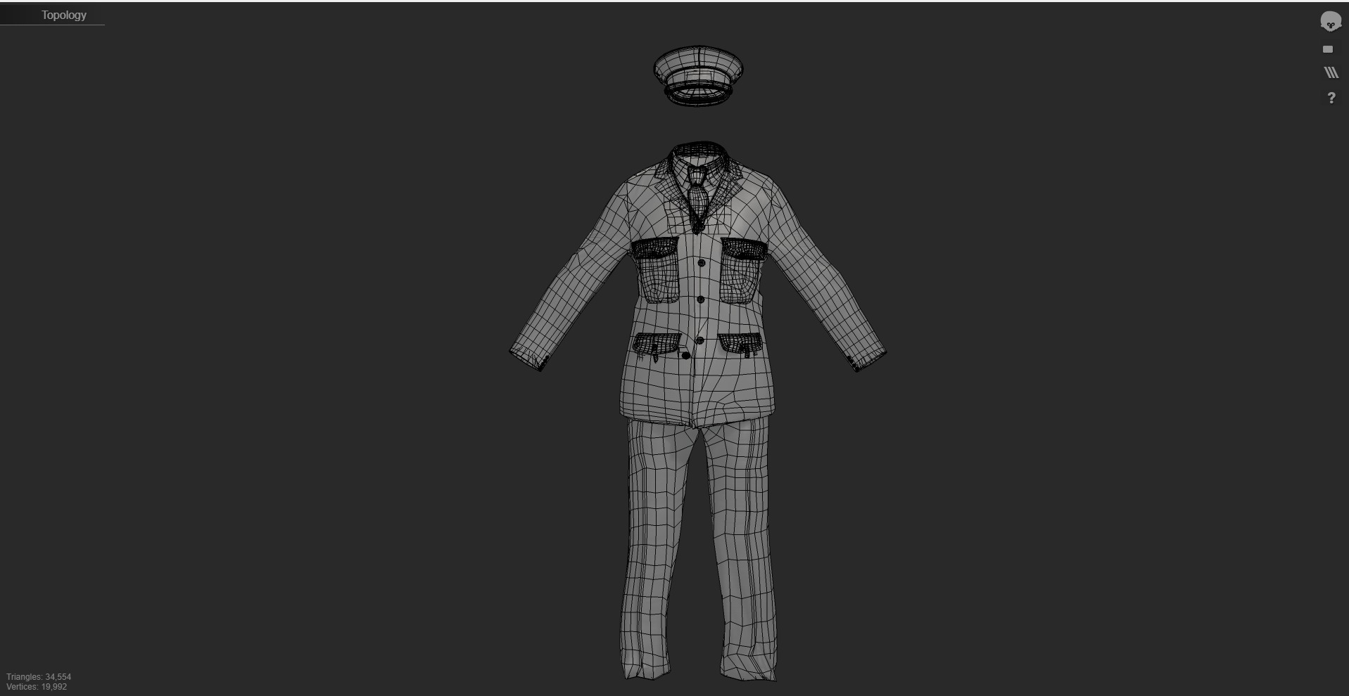 London Police Formal Uniform Outfit with Tunic  Cap  Low-poly 3D model_33