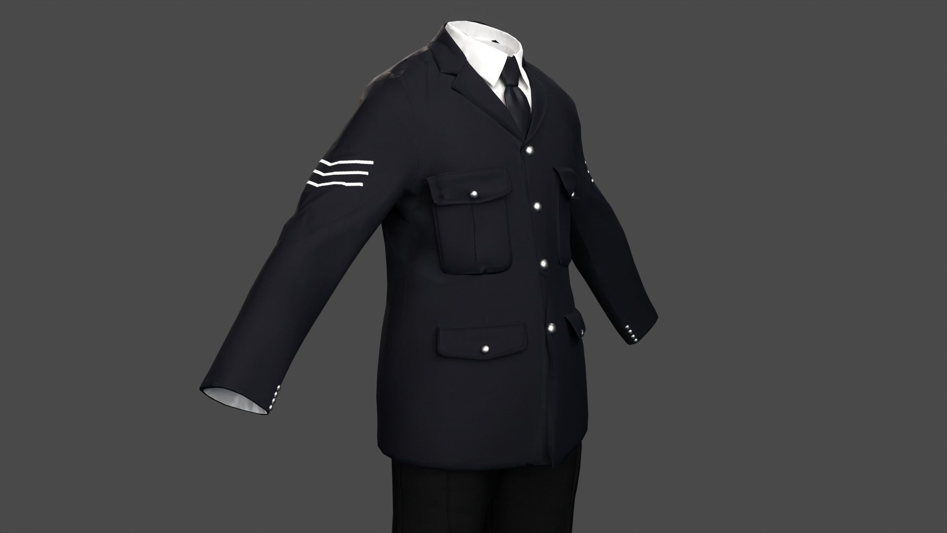 London Police Formal Uniform Outfit with Tunic  Cap  Low-poly 3D model_12