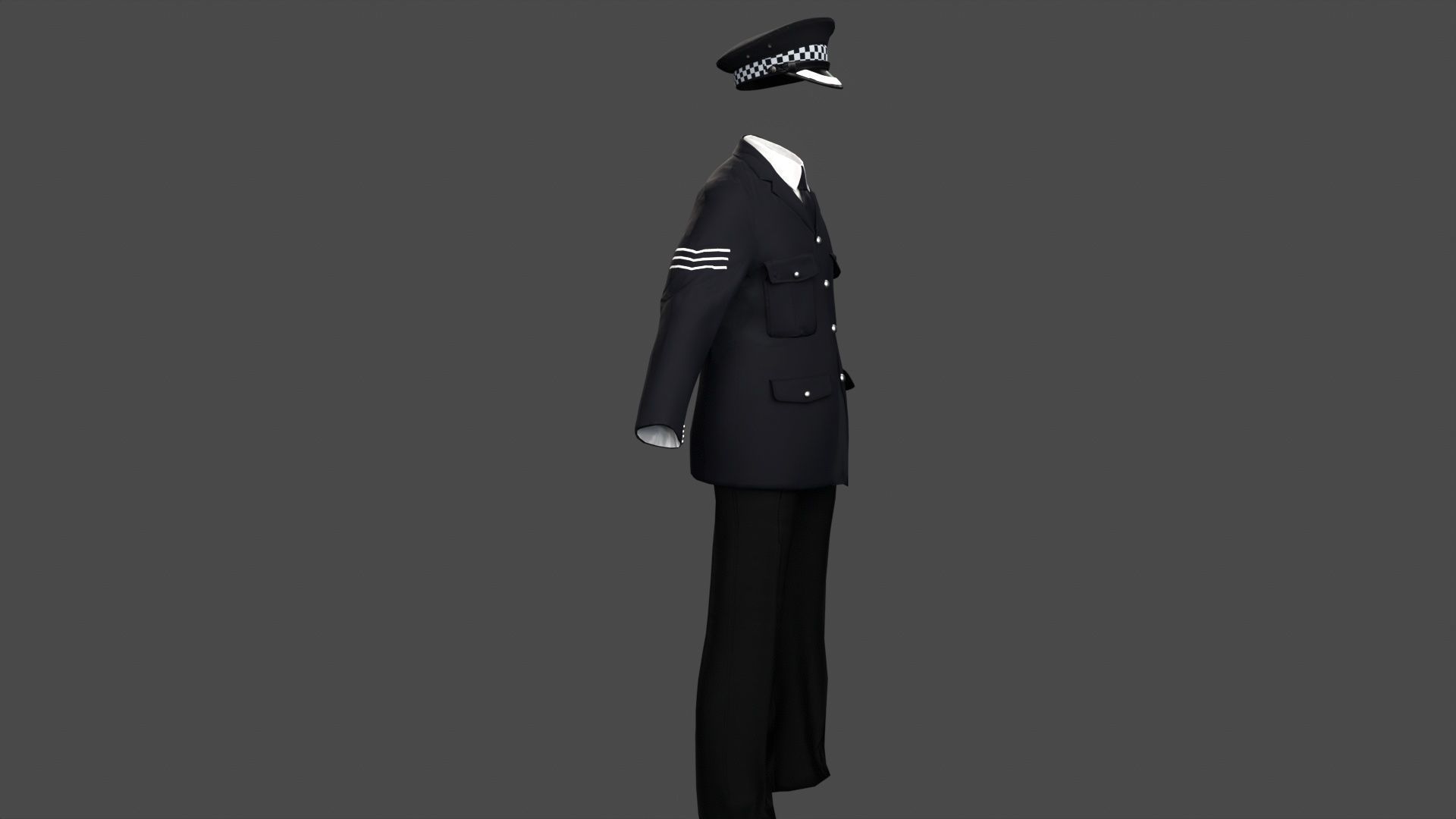 London Police Formal Uniform Outfit with Tunic  Cap  Low-poly 3D model_3