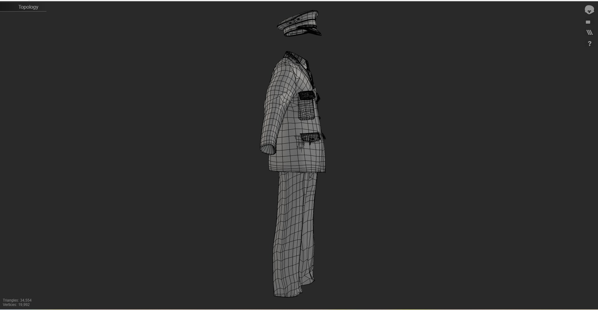 London Police Formal Uniform Outfit with Tunic  Cap  Low-poly 3D model_31