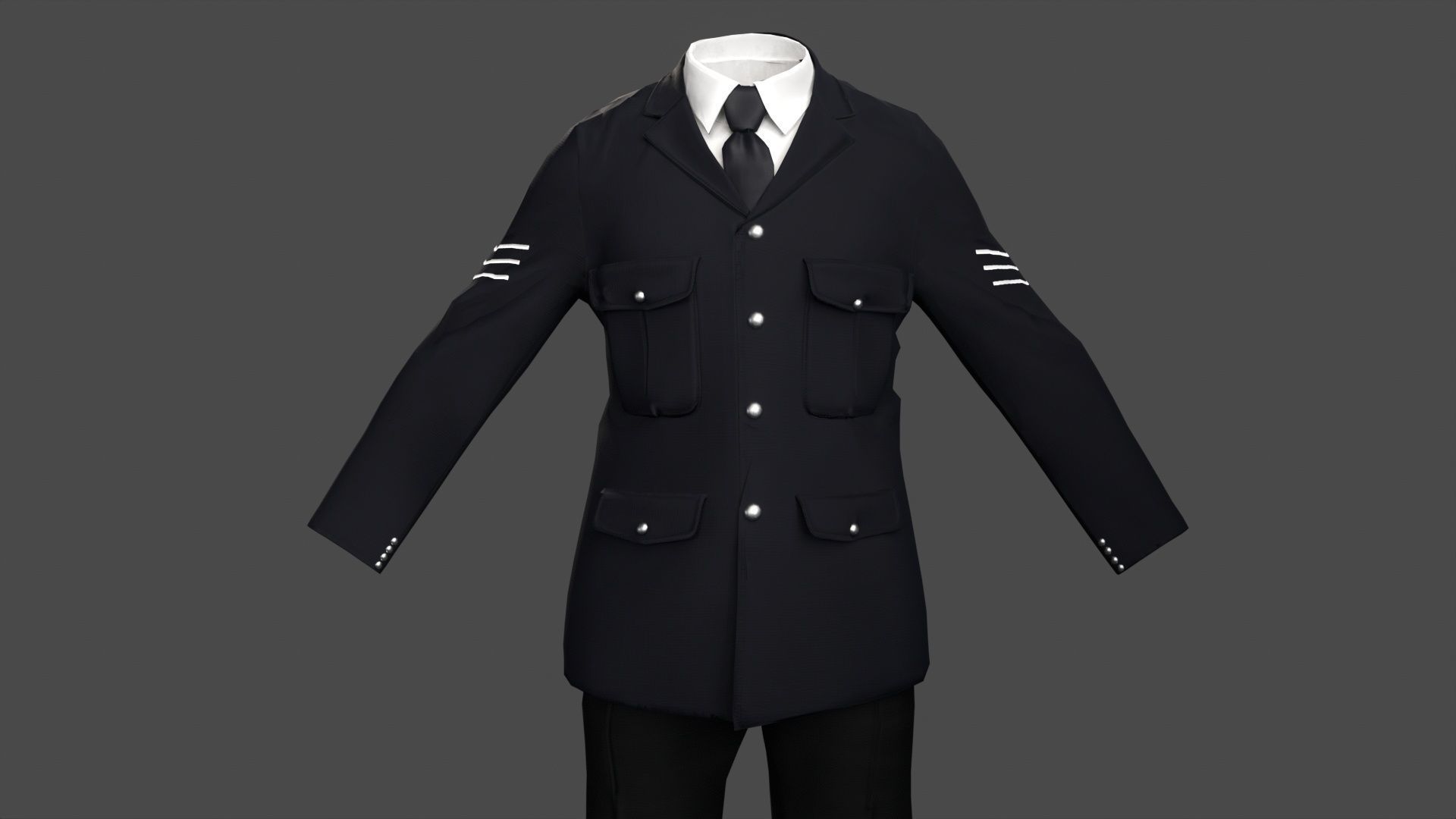 London Police Formal Uniform Outfit with Tunic  Cap  Low-poly 3D model_9