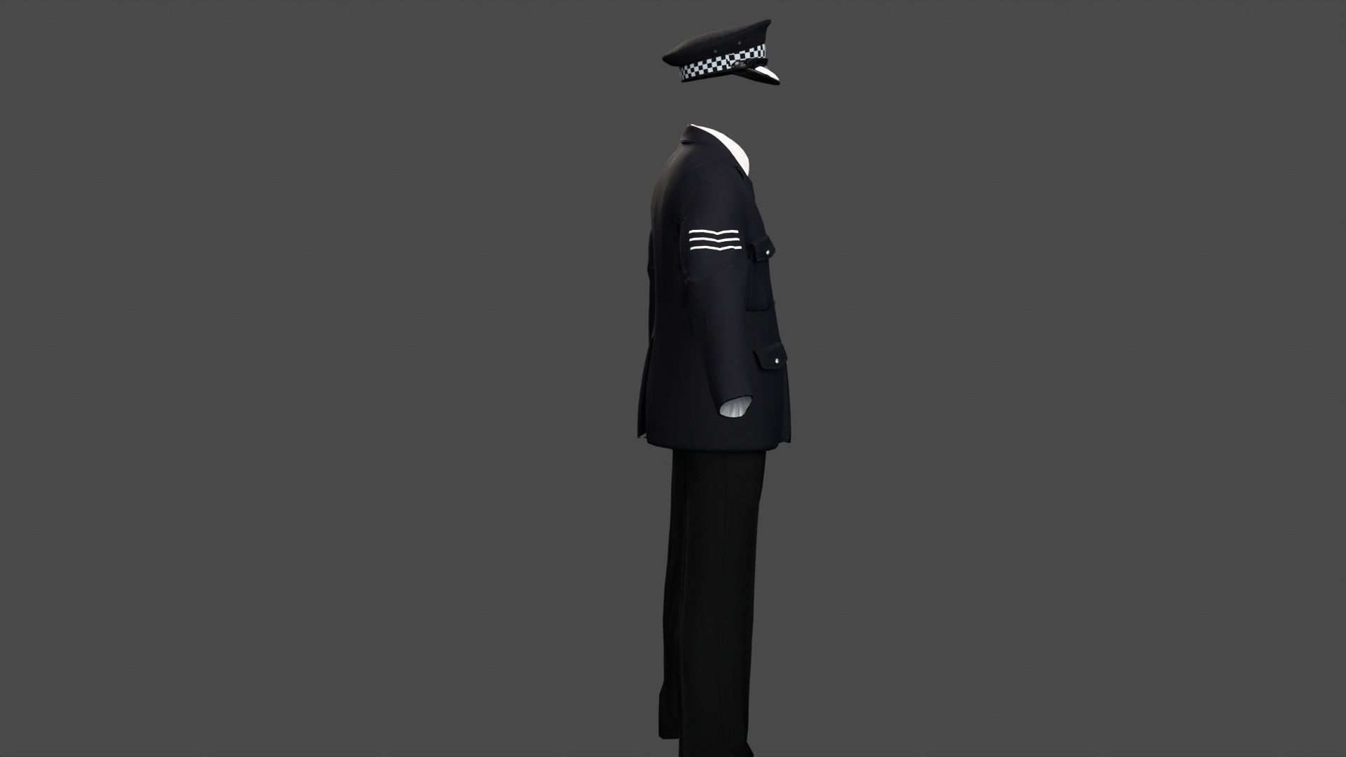 London Police Formal Uniform Outfit with Tunic  Cap  Low-poly 3D model_4