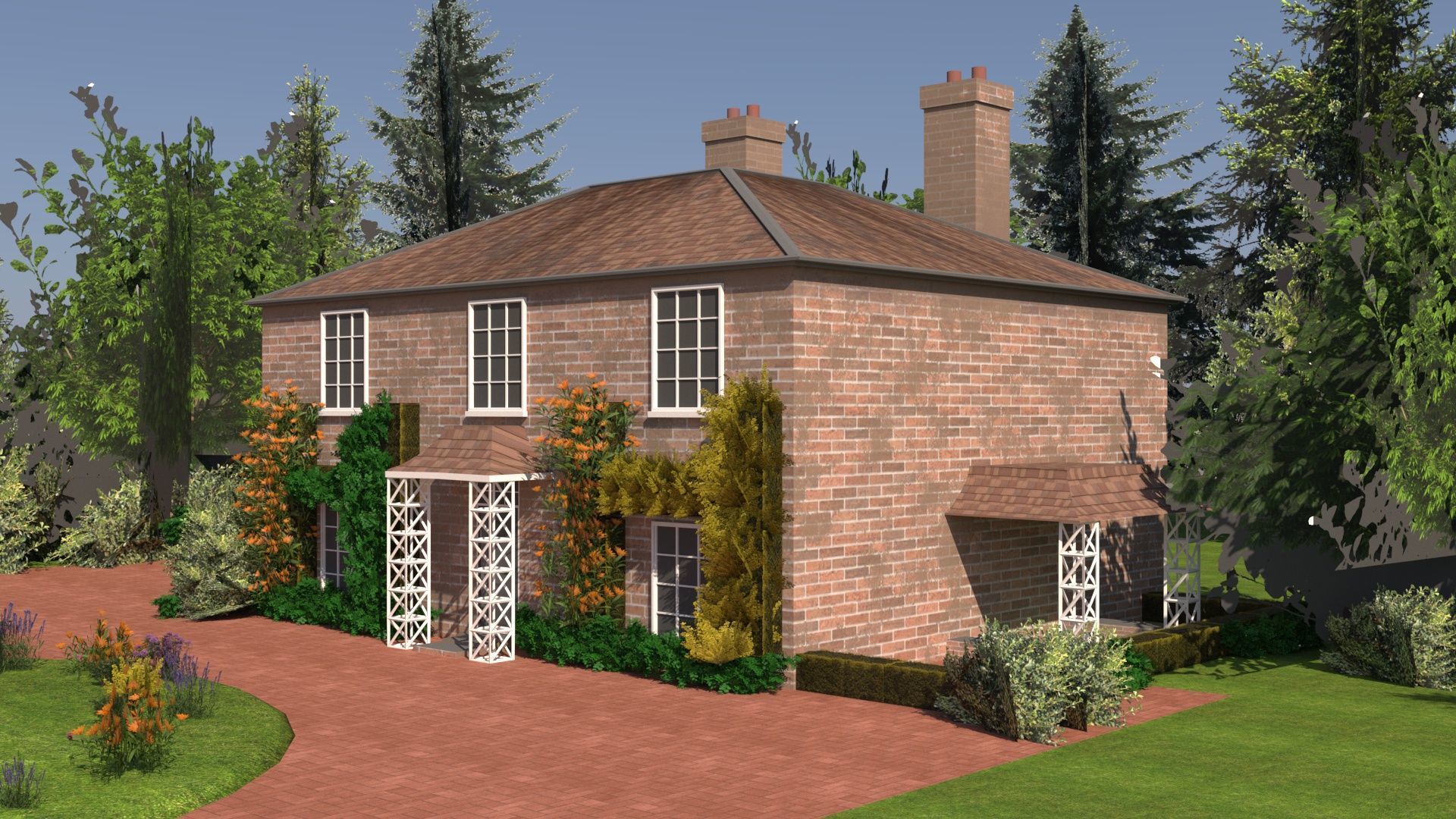 Classic English cottage 3d model Low-poly 3D model_2