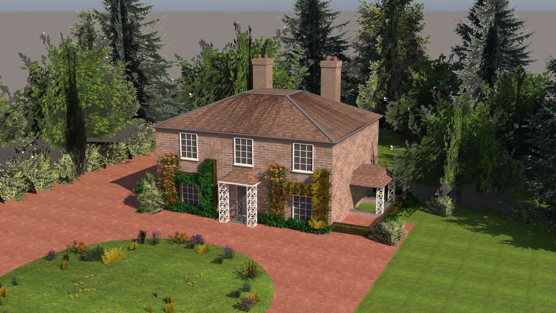 Classic English cottage 3d model Low-poly 3D model_4