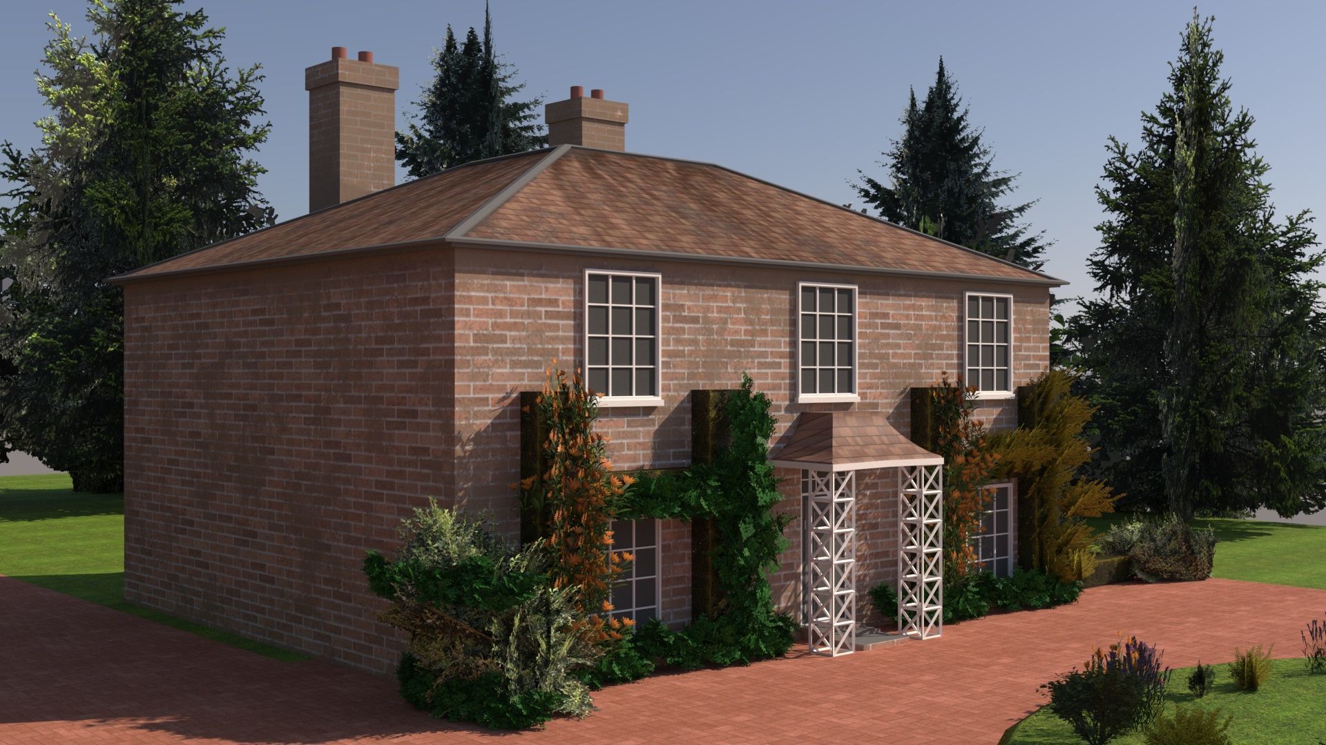 Classic English cottage 3d model Low-poly 3D model_3