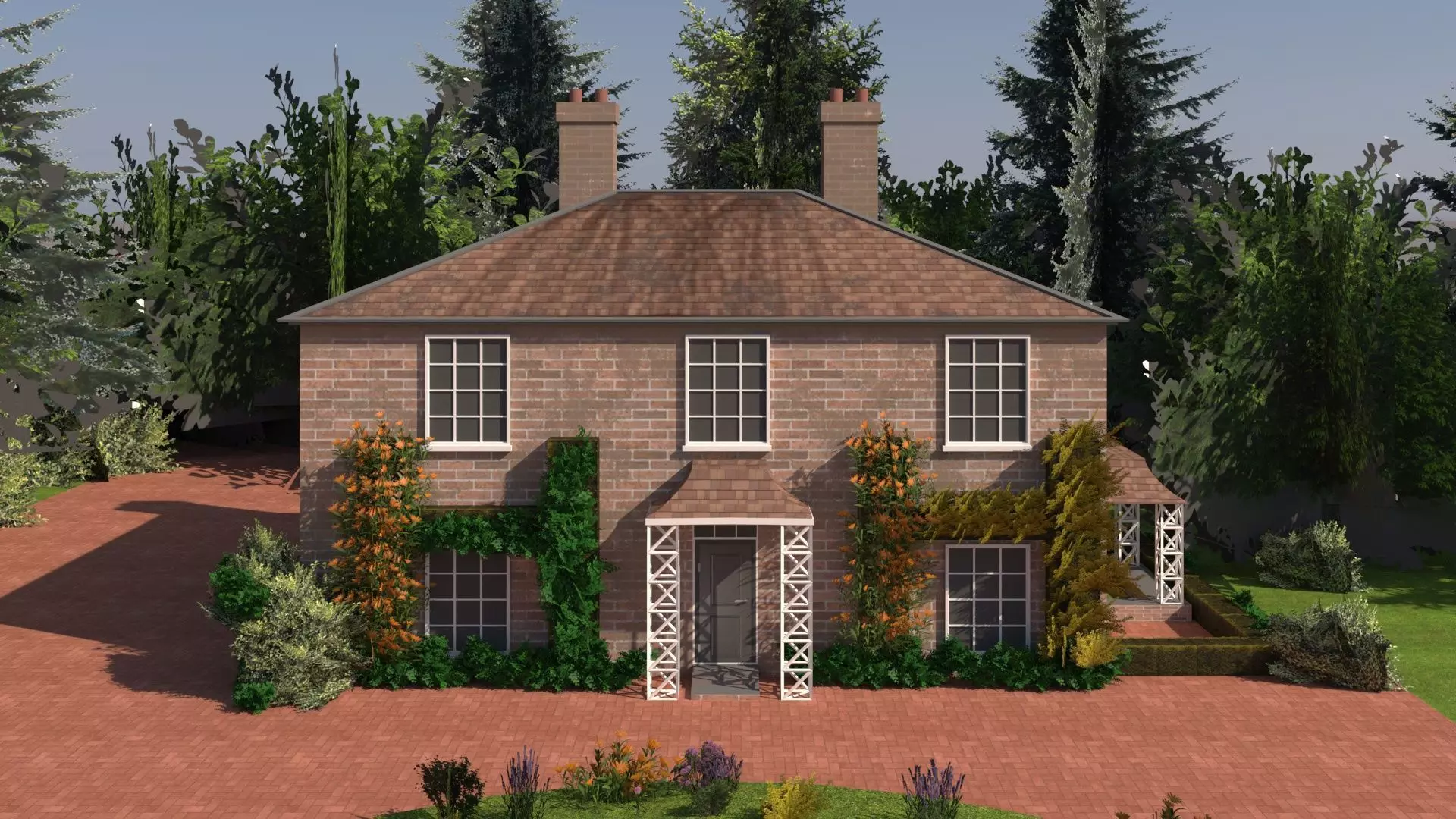 Classic English cottage 3d model Low-poly 3D model_0