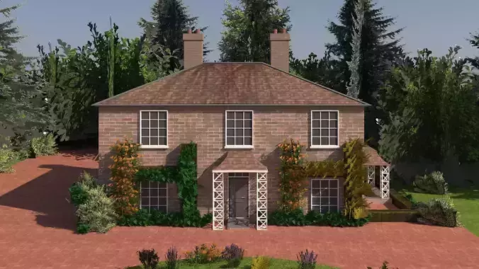 Classic English cottage 3d model Low-poly 3D model