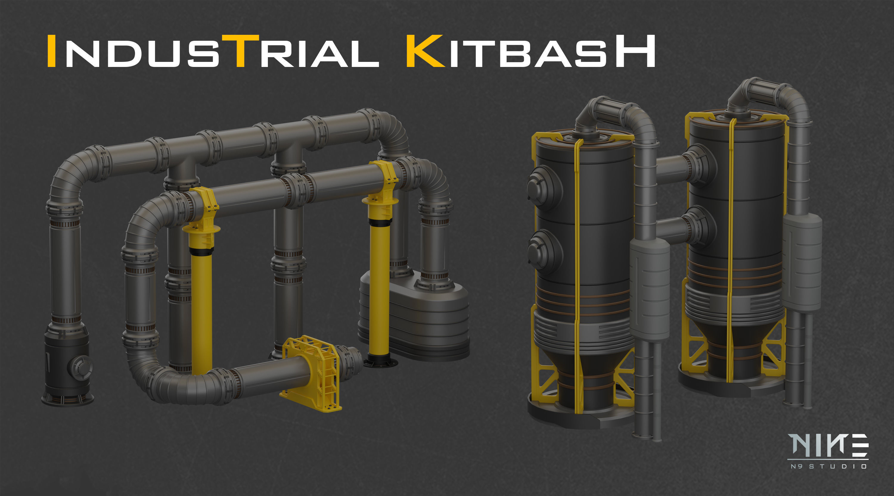 Industrial Kitbash-V4 3D model_1