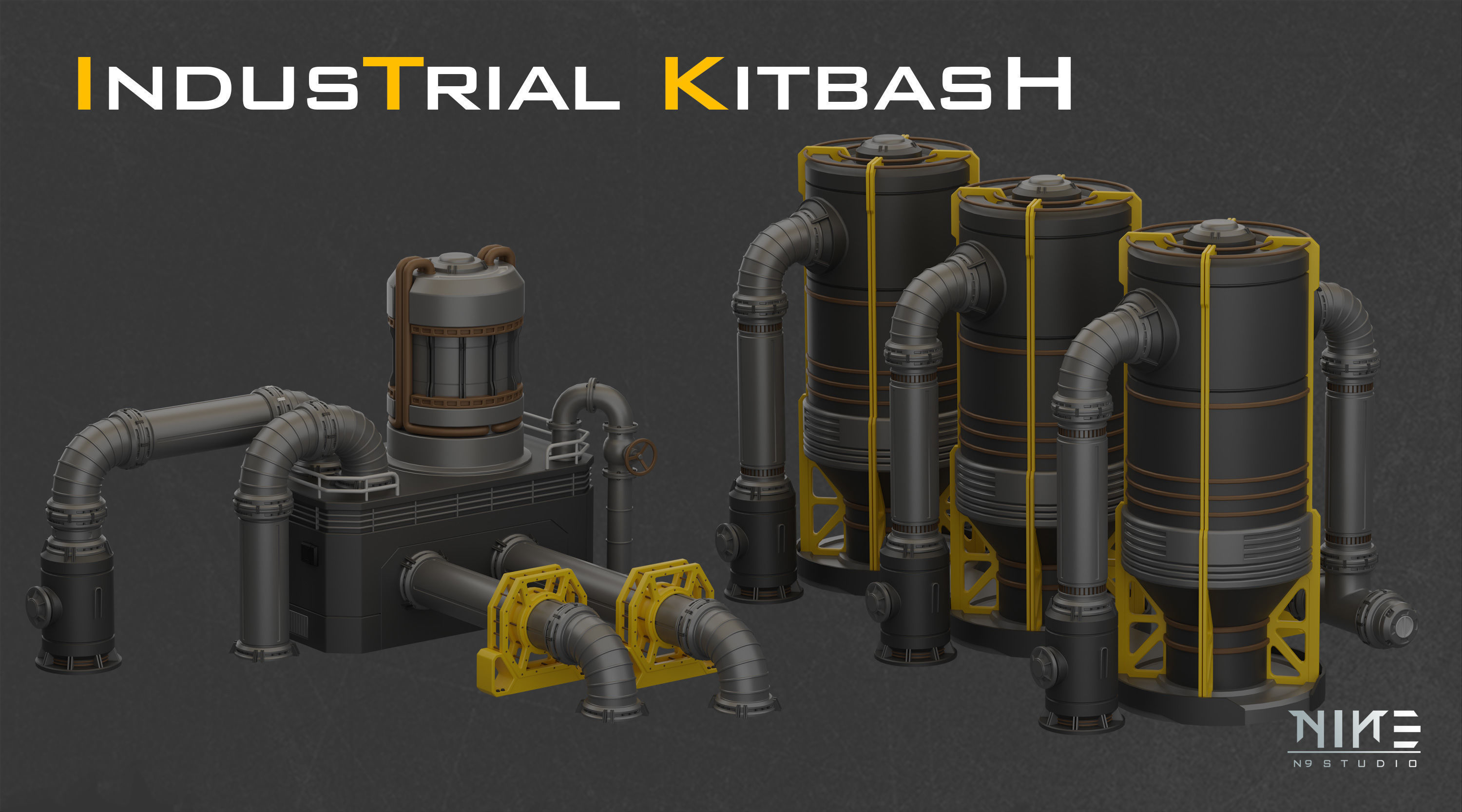 Industrial Kitbash-V4 3D model_2