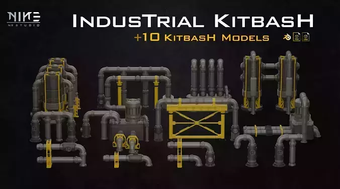 Industrial Kitbash-V4 3D model Industrial Kitbash-V4 3D model