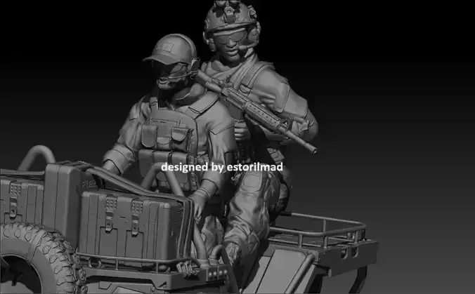 ATV QUAD BIKE AND SPECIAL FORCES SEALS SOLDIER V3 3D print model