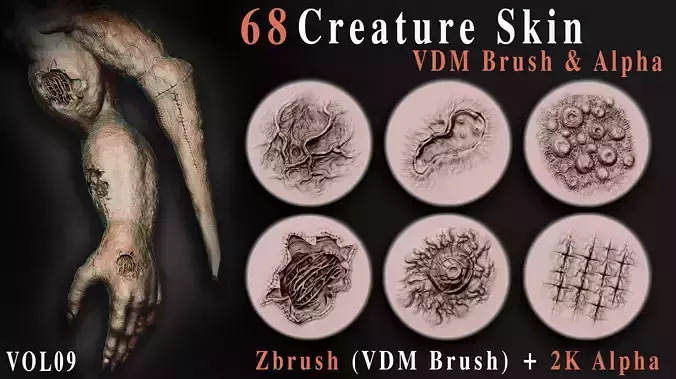 68 Creature Skin VDM Brush and Alpha - Vol09