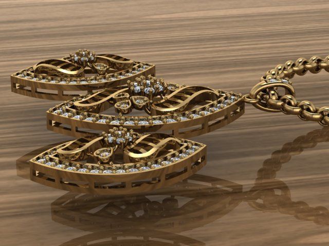 Beautiful diamond pendant 3D print model_3