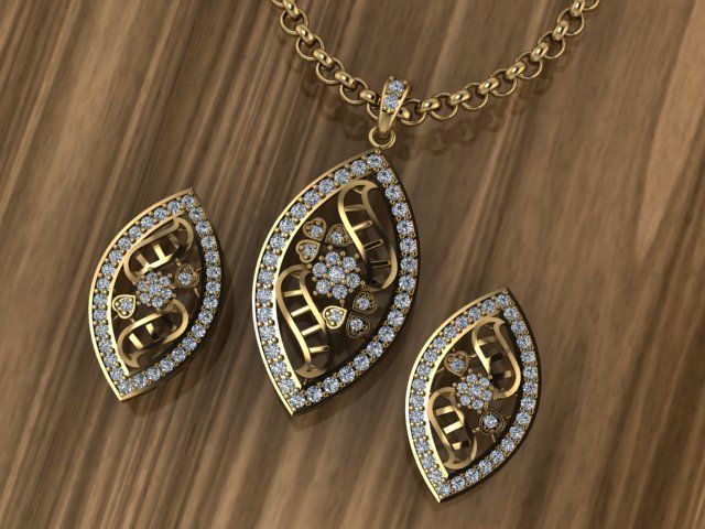 Beautiful diamond pendant 3D print model_2