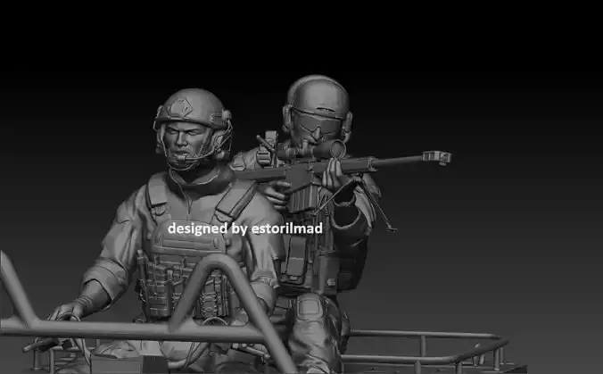 ATV QUAD BIKE AND SPECIAL FORCES SEALS SOLDIER v2 3D print model