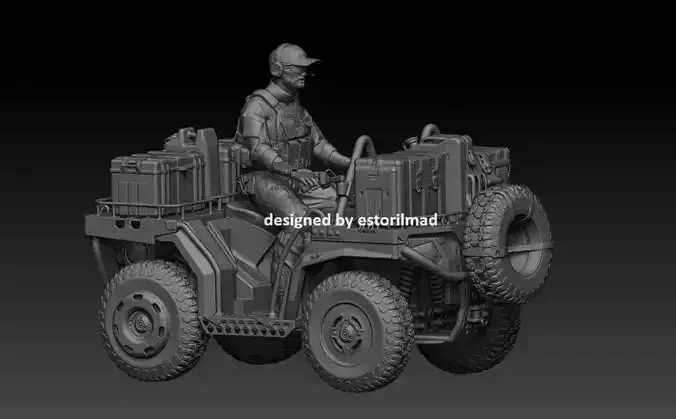 ATV QUAD BIKE AND SPECIAL FORCES SEALS SOLDIER 3D print model