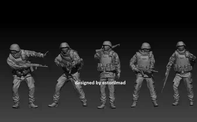 PACK 5 MODERN RUSSIAN SOLDIERS IN UKRAINE 3D print model