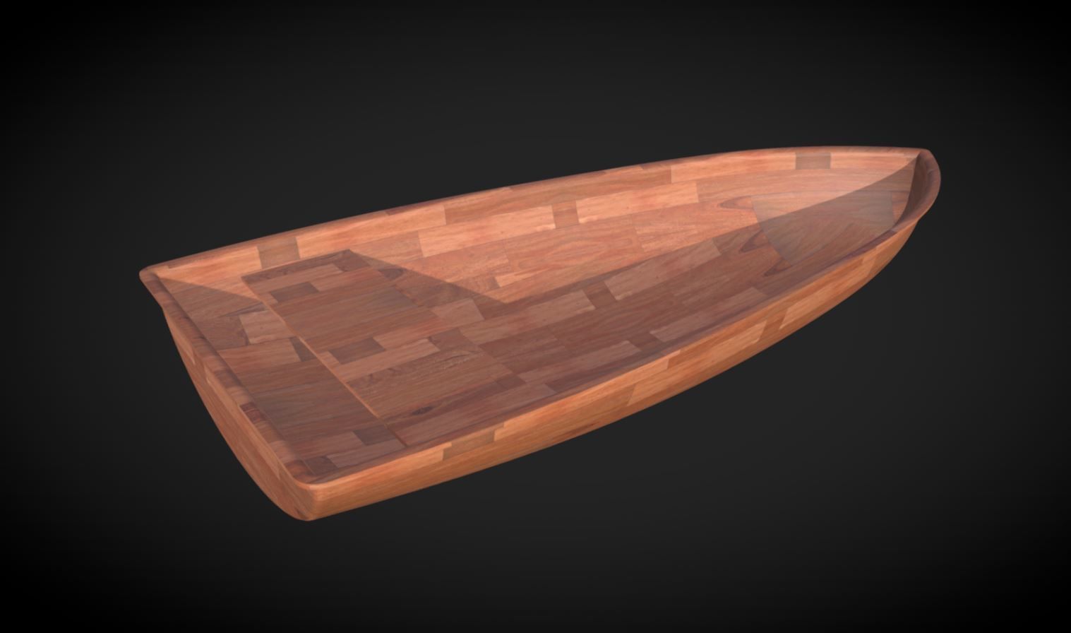 Wooden boat 3D model_2