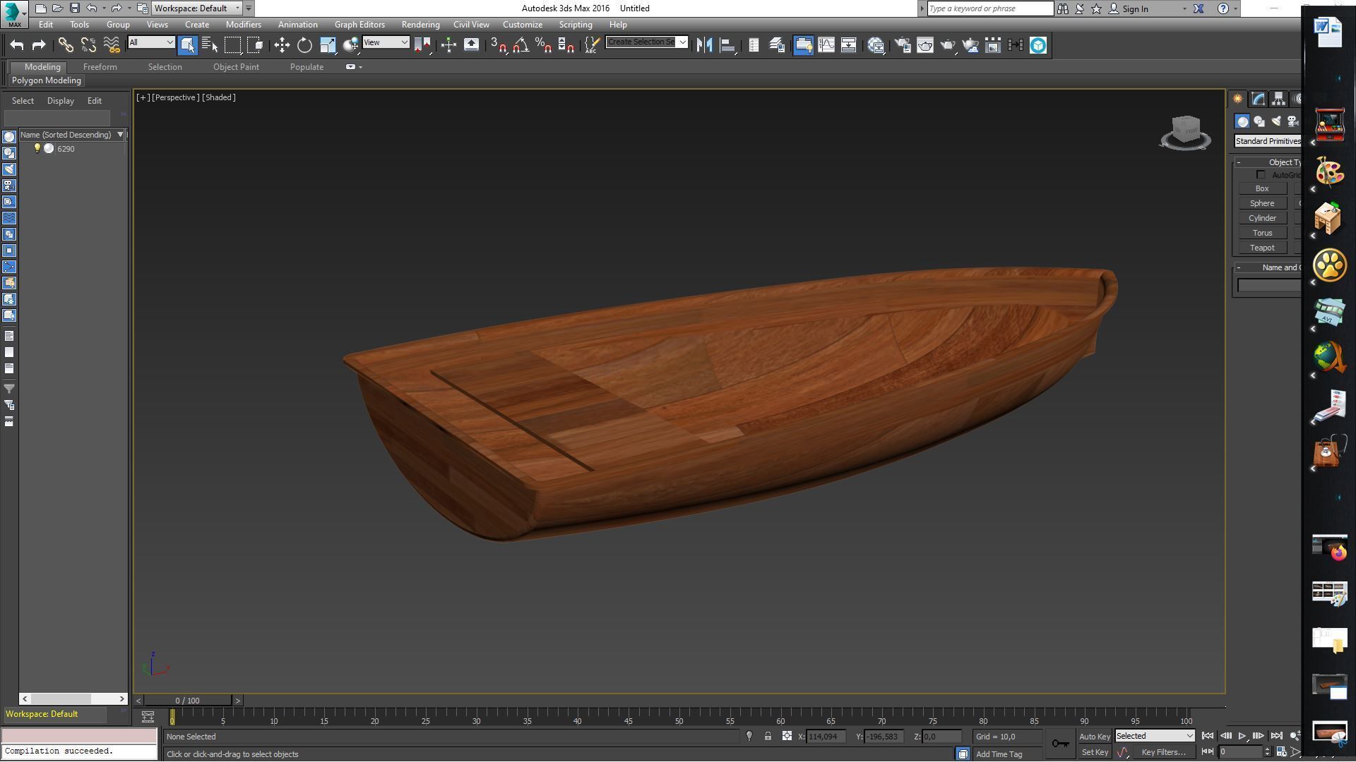 Wooden boat 3D model_4