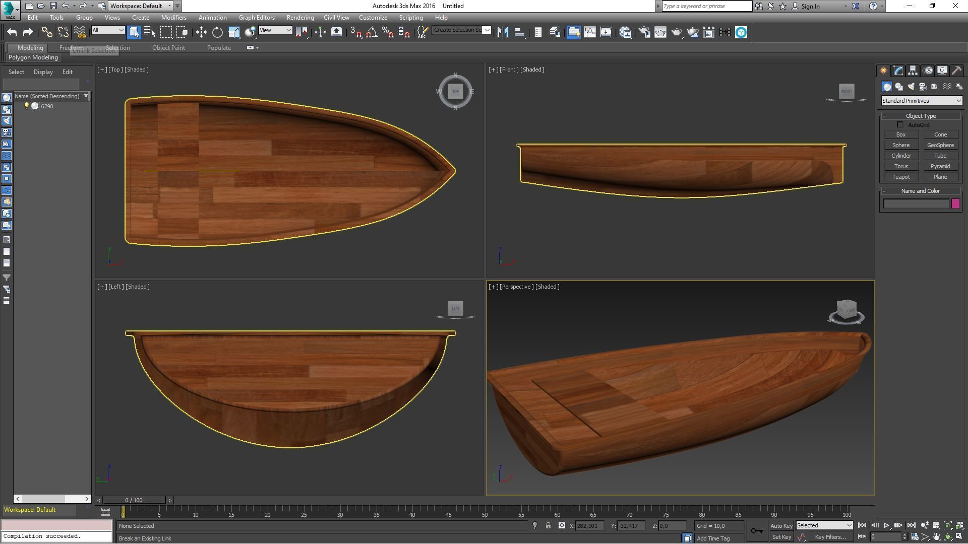 Wooden boat 3D model_5