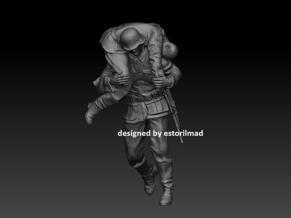 GERMAN SOLDIER IN FALLEN RESCUE 3D print model_1