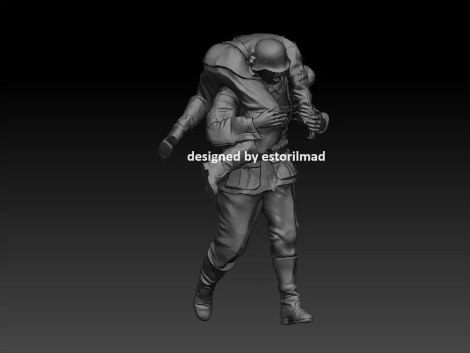 GERMAN SOLDIER IN FALLEN RESCUE 3D print model_0