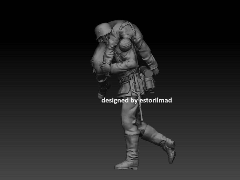 GERMAN SOLDIER IN FALLEN RESCUE 3D print model_2