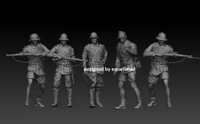  PACK 5 GERMAN AFRIKA KORPS SOLDIER IN ACTION 3D print model