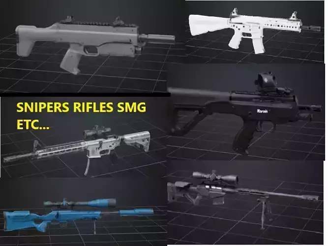weapon pack models high poly  45 pcs bulk offer 3D model